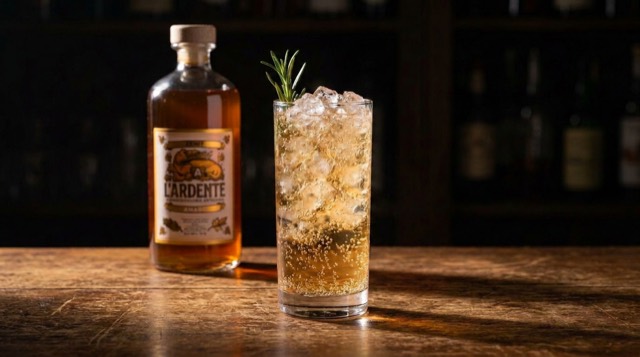 Zenit Tonico — cocktail firmato L'Ardente su ghiaccio tritato